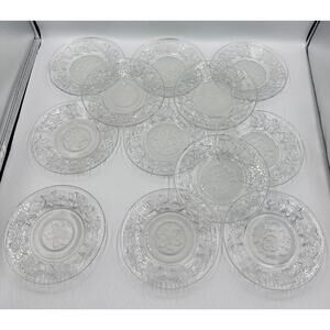 Fantasia Princess House 12pc Clear & Frosted Glass Dessert Bread Side Plates